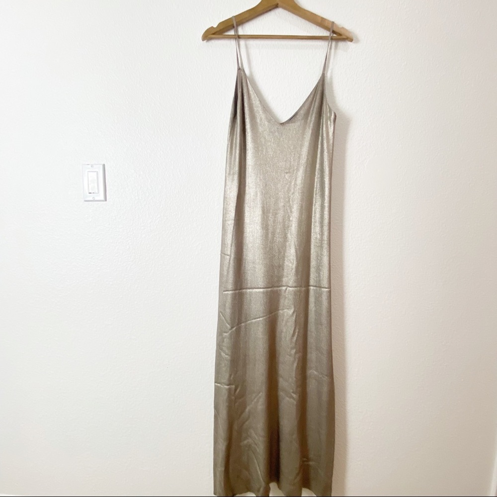 ZARA- Spaghetti Strap Gold Maxi Knit Dress Size Small